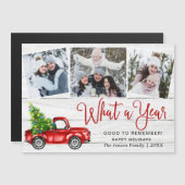 Camion rouge de Noël 3 photo Carte magnétique de v (Devant / Derrière)