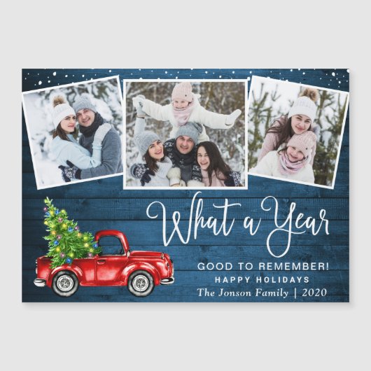 Camion rouge de Noël 3 photo Carte magnétique de v (Devant)