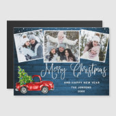Camion rouge de Noël 3 photo Carte magnétique de v (Devant / Derrière)