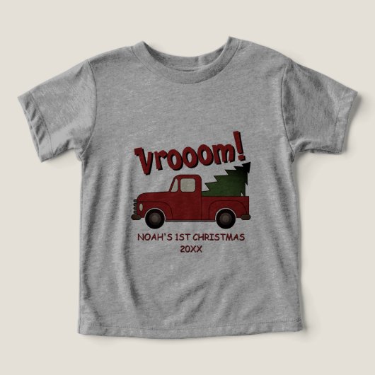 Camion rouge mignon avec arbre de Noël personnalis (Design Recto)
