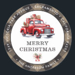 Camion rouge Plaid Christmas Retours Adresse Étiqu<br><div class="desc">Créez de belles étiquettes d'adresse de retour de Noël avec un camion rouge aquarelle à l'intérieur d'un cadre en plastique de buffle kaki. Personnalisez facilement ces kaki à damiers étiquettes de Noël avec votre nom et adresse.</div>