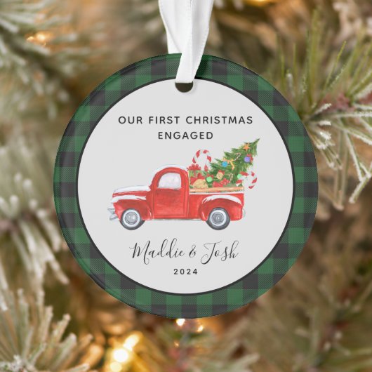 Camion rouge Premier Noël Engagé Buffalo Plaid (Arbre)
