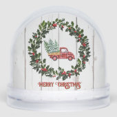 Camion rouge rustique de ferme sur bois (Avant)