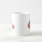 Camion rouge sapin de Noël X-mas Nom Mug (Centre)