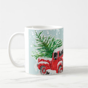 Camion rouge vintage tasse de noël