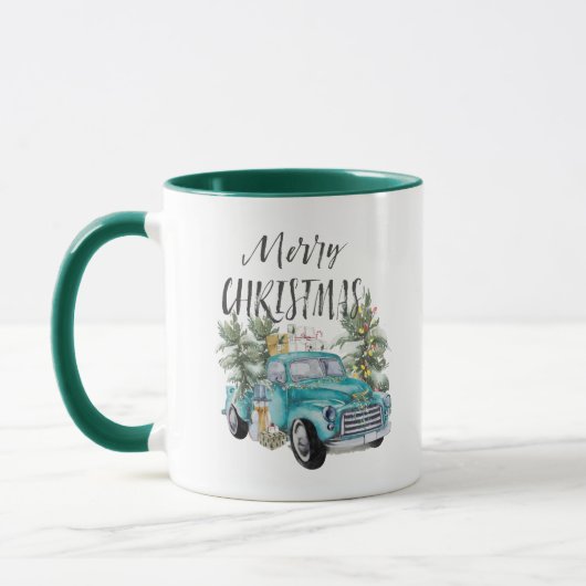 Camion rustique Bleu Ferme de Noël Mug (Gauche)