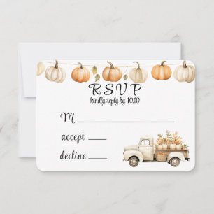 Camion Vintage avec carte RSVP de mariage Citrouil