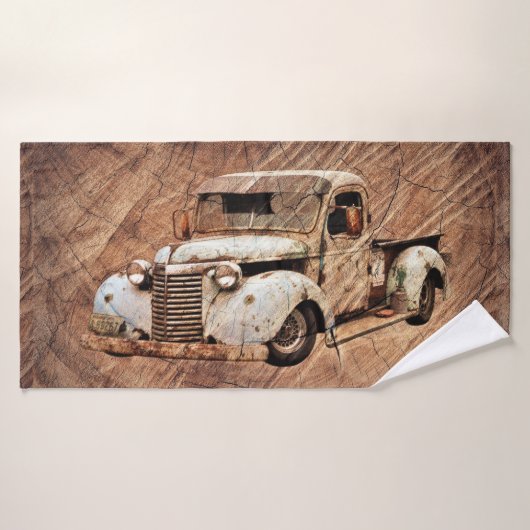 Camion vintage Bois rustique (Serviette de bain)