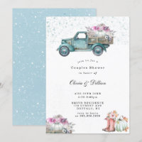 Camion vintage et Citrouille Couples Invitations d