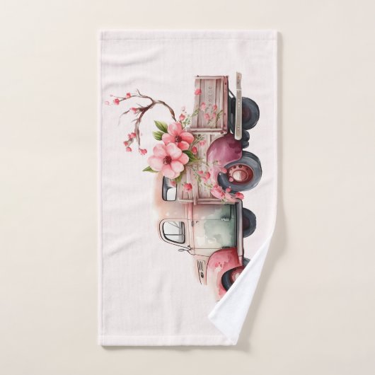 Camion Vintage rose (Serviette à main)