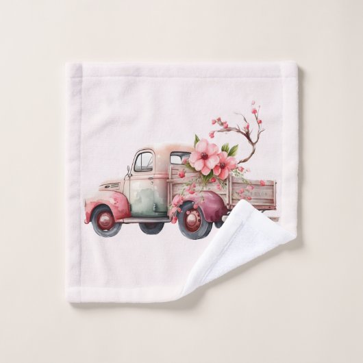 Camion Vintage rose (Gant de toilette)