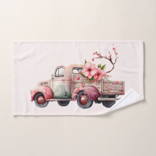 Camion Vintage rose (Serviette à main)