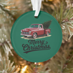Camionnette rouge arbre de Noël vintage Noël