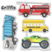 Camions Bus Boys Nom Modèle Stickers en forme (Devant)