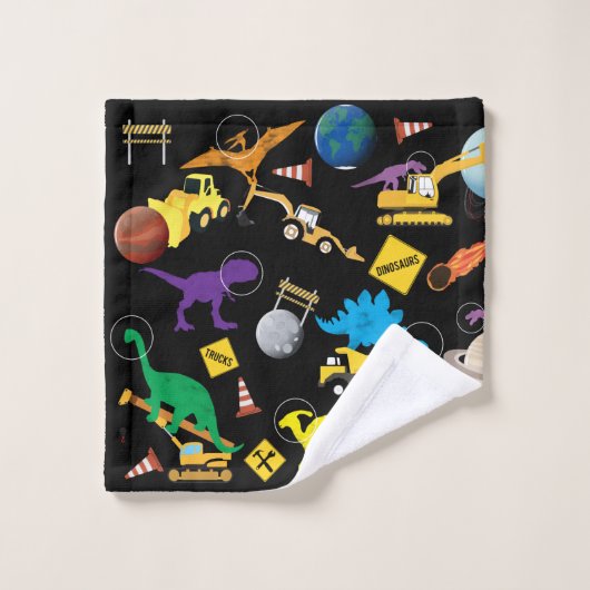 Camions de construction Astronaut Dinosaures dans  (Gant de toilette)
