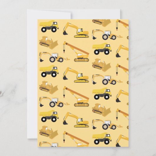 Camions de construction Invitations d'anniversaire (Dos)