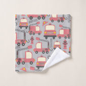 Camions rouges Pompiers Enfants Secourir Véhicules (Gant de toilette)