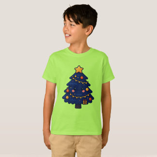 Camisa(T-shirt)Infantil Árvore De Natal Azulzinha T-shirt