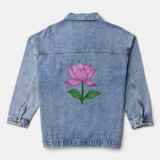 Camiseta básia mujer, con flor rosada denim jacket