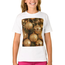 Camiseta Bolas Douradas de Natal