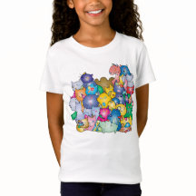 Camiseta feminina infantil com estampa de Gatos