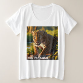 Camiseta Feminina Plus Size Básica Onça Pintada Grote Maat T-shirt