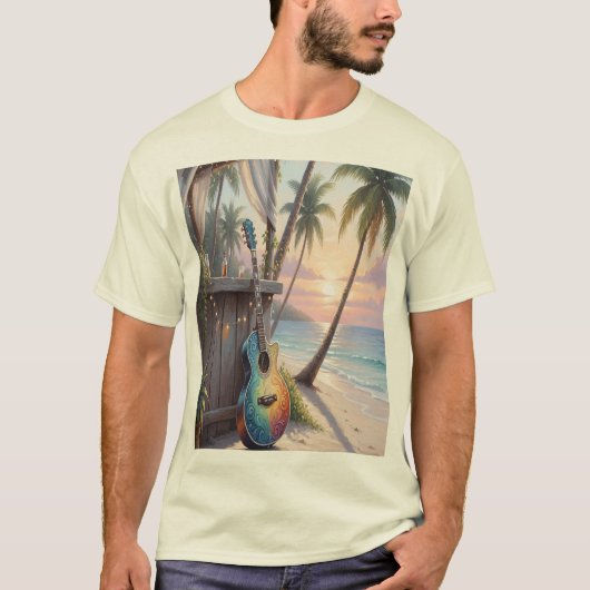 Camiseta guitarra en la playa t-shirt (Voorkant)