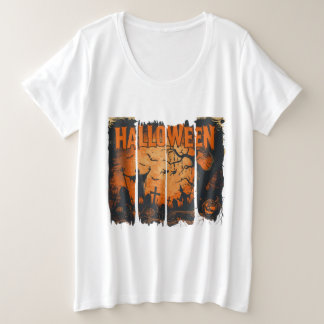 Camiseta La Parca, Bruja y Calabazas Halloween Grote Maat T-shirt