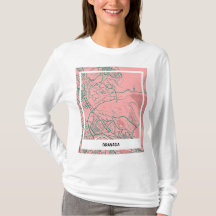 Camiseta mapa minimalista Granada - Rosa-verde