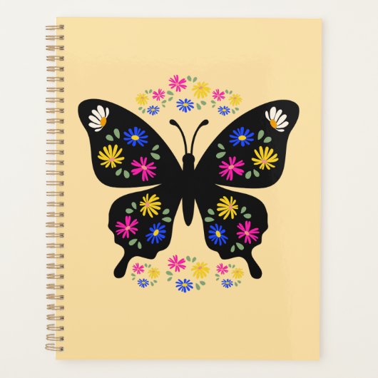 Camiseta mariposa con flores multicolor planner (Voorkant)