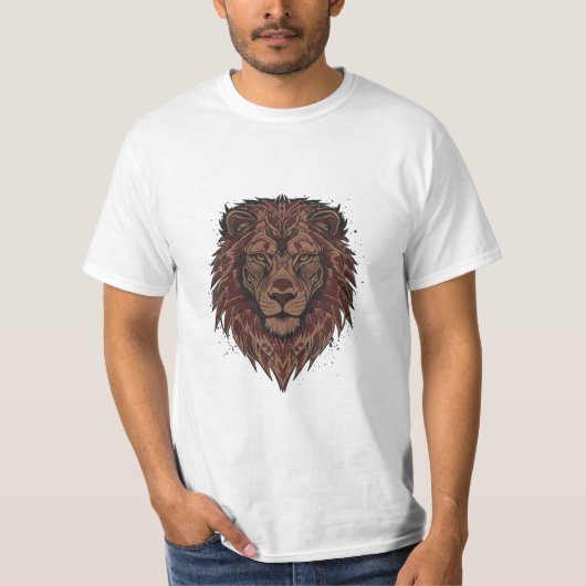 Camiseta Value - Leão Tribal | 100% Algodão T-shirt (Voorkant)