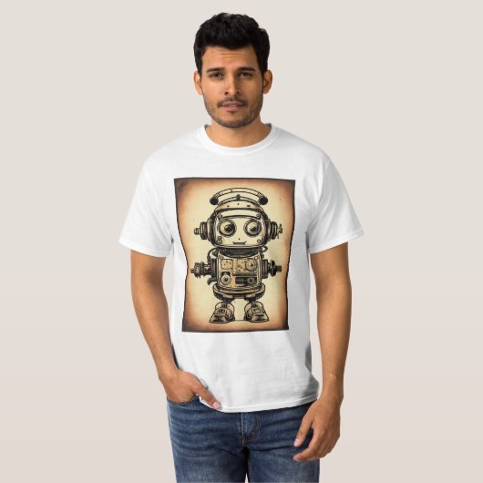 Camiseta vintaje robot steampunk IA T-shirt (Voorkant volledig)