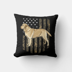 Camo American Flag Yellow Labrador Retriever dan Kussen