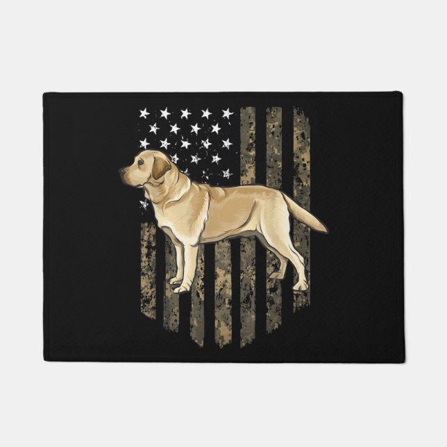 Camo American Flag Yellow Labrador Retriever Deurmat (Voorkant)