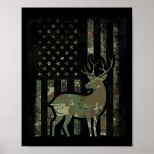 Camo Amerikaanse Vlag Buck Jacht Gift Voor Herten  Poster