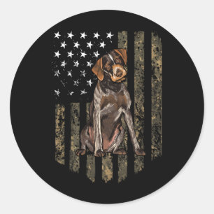 Camo Amerikaanse vlag Duitse Wirehaired Pointer 4 Ronde Sticker