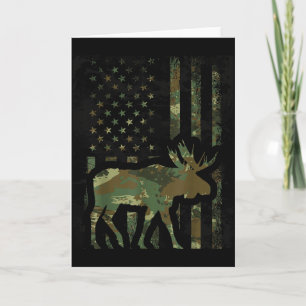 Camo Amerikaanse Vlag Eland Jagen Geschenk Voor Ja Kaart