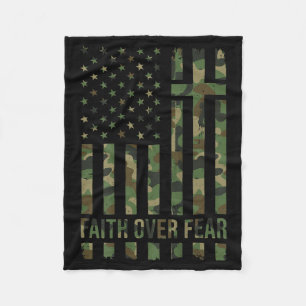 Camo Amerikaanse Vlag Geloof Boven Angst Christeli Fleece Deken