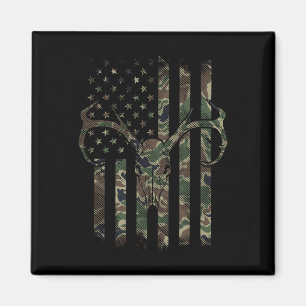 Camo Amerikaanse Vlag Hert Schedel Eland Jagen Usa Magneet