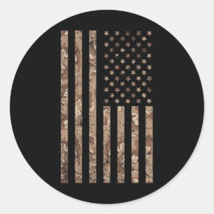 Camo Amerikaanse Vlag Militair 4th of Juli Amerika Ronde Sticker