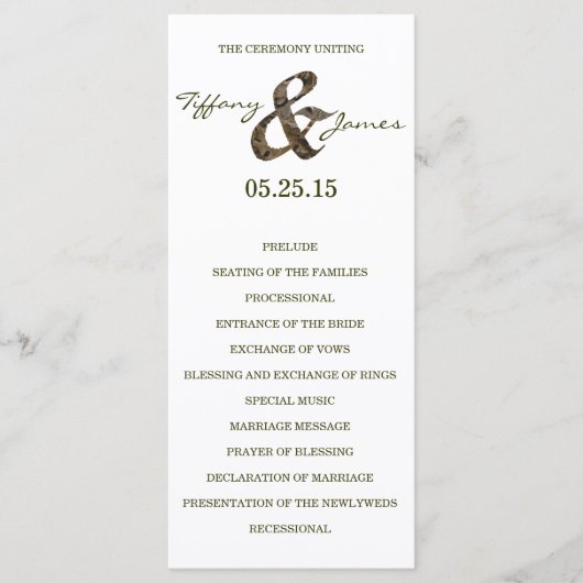 Camo Ampersand Wedding Programme (Devant)
