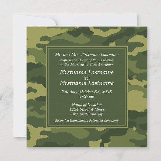 Camo Army Weddenschap Kaart (Voorkant)