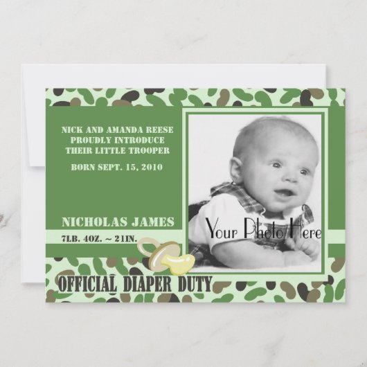 Camo Baby/ Groen Kaart (Voorkant)