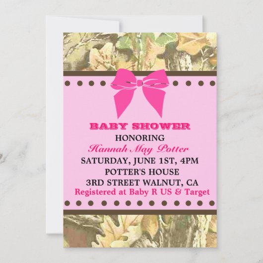 Camo Baby shower Party Invitation Kaart (Voorkant)