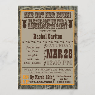 Camo Bachelorette Party Invitation Sinaasappel Kaart