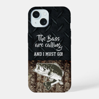 Camo Bass Vissen Mannen Diamant Plaat Citaat Angle iPhone 15 Hoesje