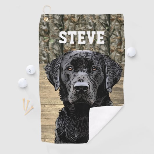 Camo Black Lab Hondenras Dierbenaming Golfhanddoek (Insitu)