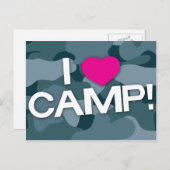 Camo Bleu J'AIME LE CAMP ! Carte postale (Devant / Derrière)