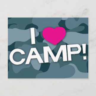 Camo Bleu J'AIME LE CAMP ! Carte postale
