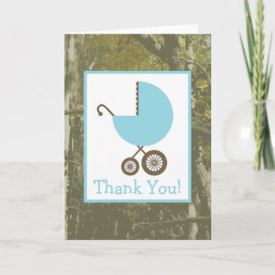 Camo & Blue Carriage Baby shower Bedankt